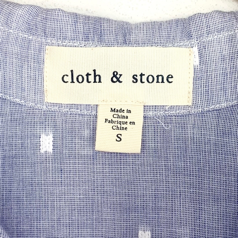 Anthropologie Cloth and Stone Clip Dot Button Down Short Sleeve Tie Front Top - Picture 7 of 10